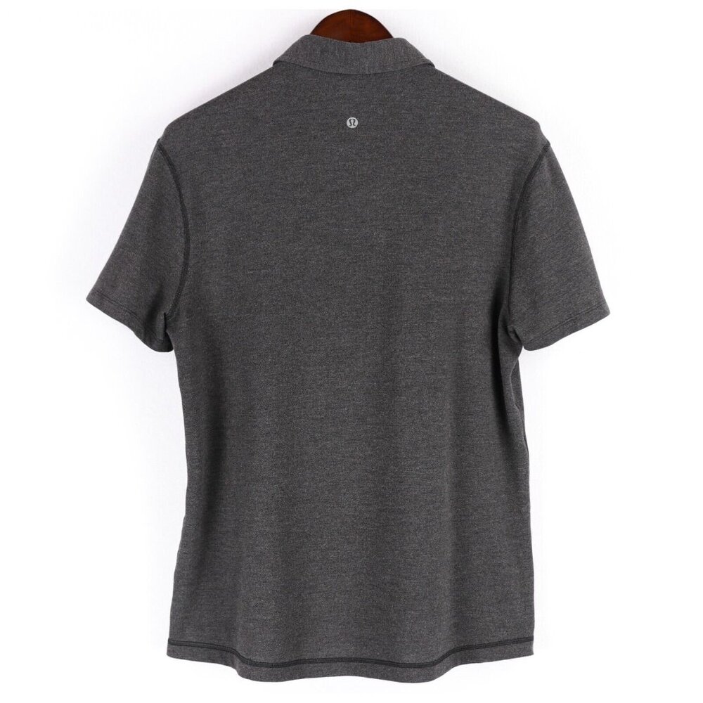 Lululemon Polo Shirt Mens Large Charcoal Gray Performance Cutaway Spread Collar - Picture 2 of 7